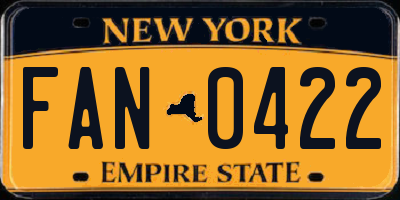 NY license plate FAN0422