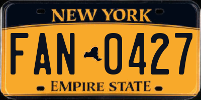 NY license plate FAN0427