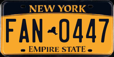 NY license plate FAN0447