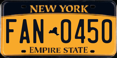 NY license plate FAN0450