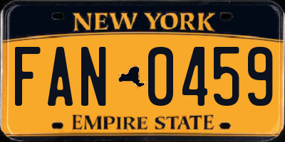 NY license plate FAN0459