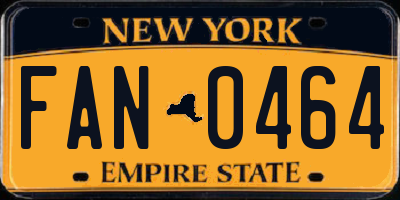 NY license plate FAN0464