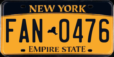 NY license plate FAN0476