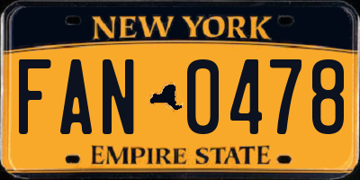 NY license plate FAN0478