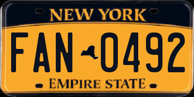 NY license plate FAN0492