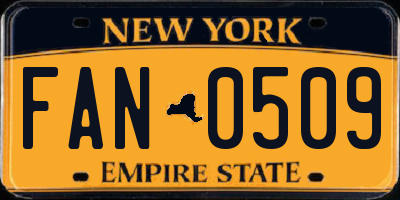 NY license plate FAN0509