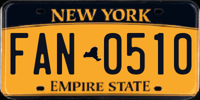 NY license plate FAN0510