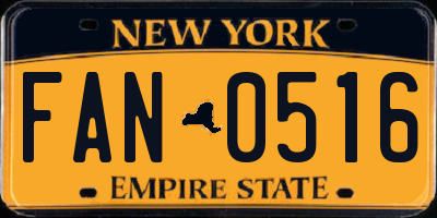 NY license plate FAN0516
