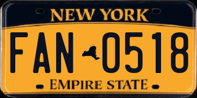 NY license plate FAN0518