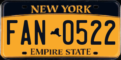 NY license plate FAN0522