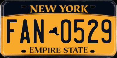 NY license plate FAN0529