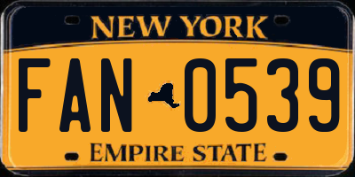 NY license plate FAN0539