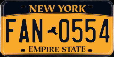 NY license plate FAN0554