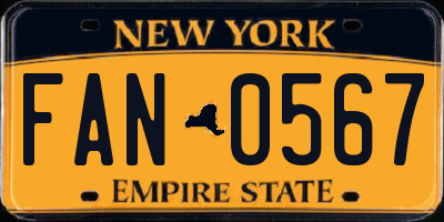 NY license plate FAN0567