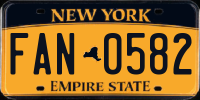NY license plate FAN0582