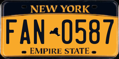 NY license plate FAN0587
