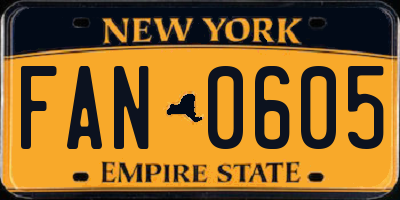 NY license plate FAN0605