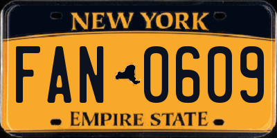 NY license plate FAN0609