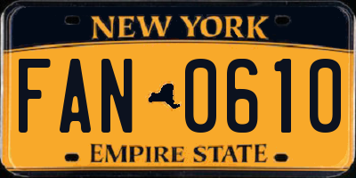 NY license plate FAN0610