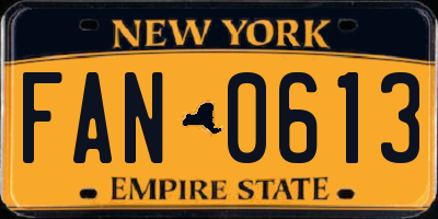 NY license plate FAN0613