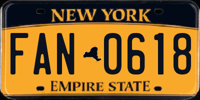 NY license plate FAN0618