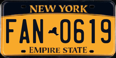 NY license plate FAN0619