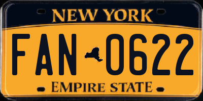 NY license plate FAN0622