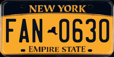 NY license plate FAN0630