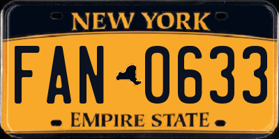 NY license plate FAN0633