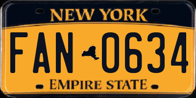 NY license plate FAN0634