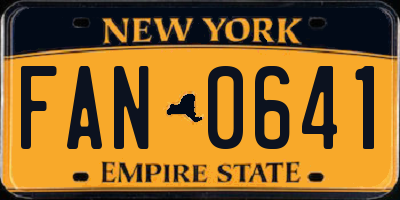 NY license plate FAN0641