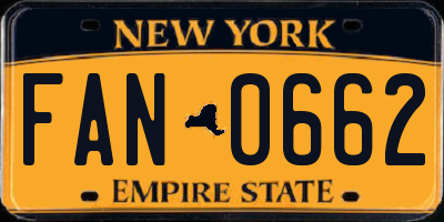 NY license plate FAN0662