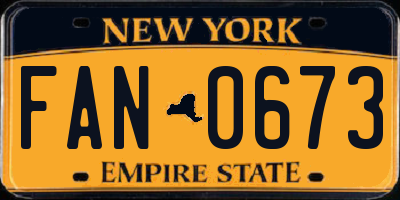 NY license plate FAN0673