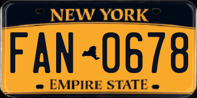 NY license plate FAN0678
