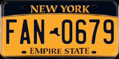 NY license plate FAN0679