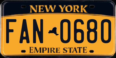 NY license plate FAN0680