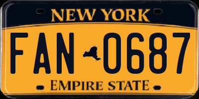 NY license plate FAN0687