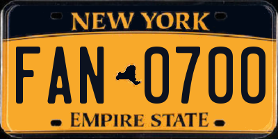 NY license plate FAN0700