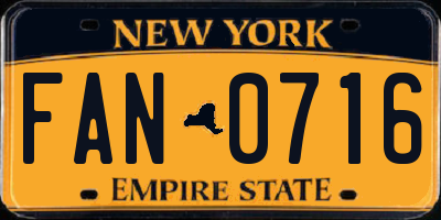 NY license plate FAN0716