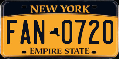 NY license plate FAN0720