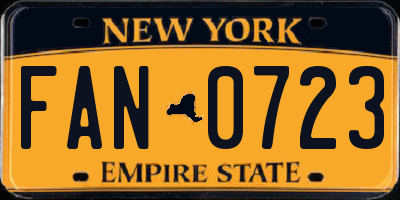 NY license plate FAN0723