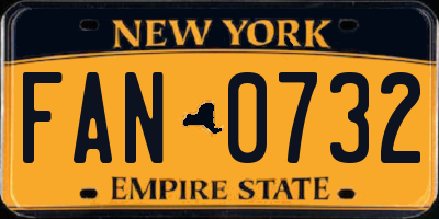 NY license plate FAN0732
