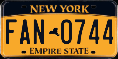 NY license plate FAN0744
