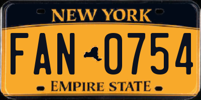 NY license plate FAN0754