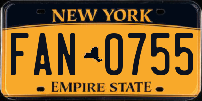 NY license plate FAN0755