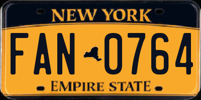 NY license plate FAN0764