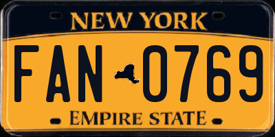 NY license plate FAN0769