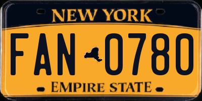 NY license plate FAN0780