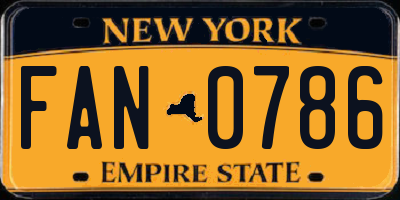 NY license plate FAN0786