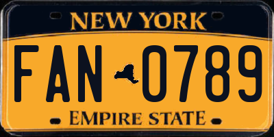 NY license plate FAN0789